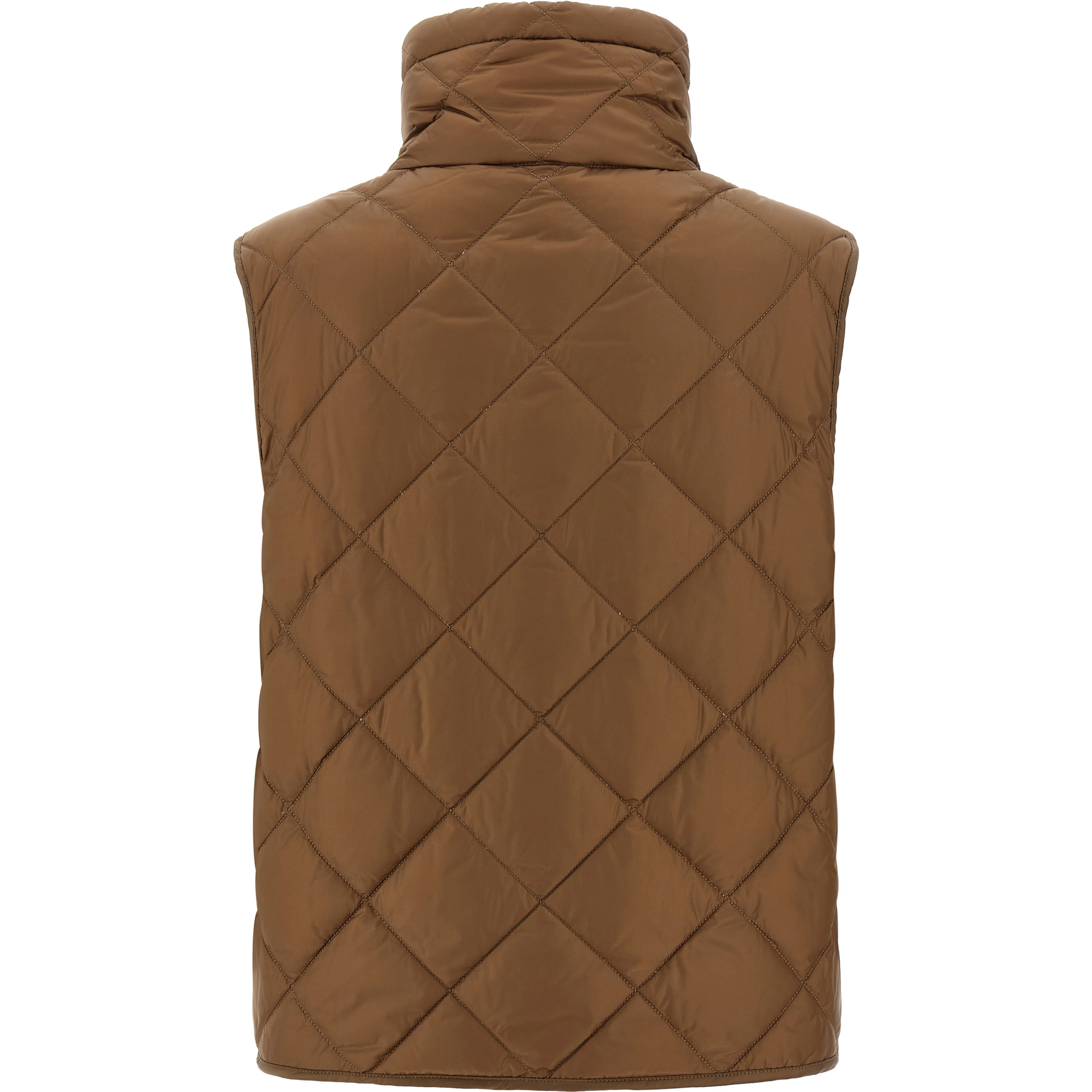 Brown Polyamide Sleeveless Jacket