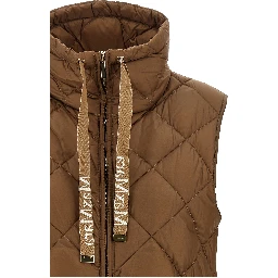 Brown Polyamide Sleeveless Jacket