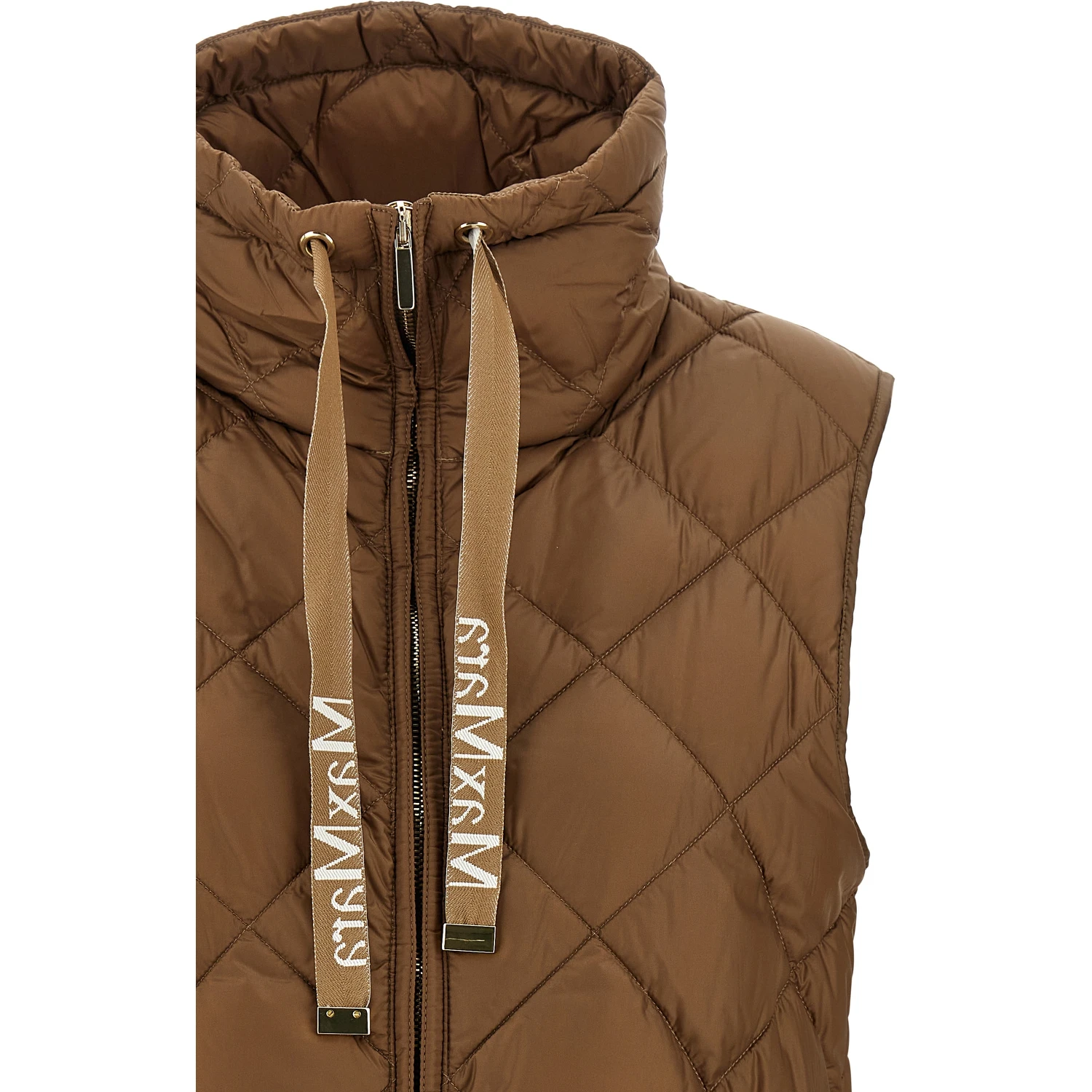 Brown Polyamide Sleeveless Jacket