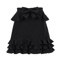 Black Virgin Wool Long Skirt