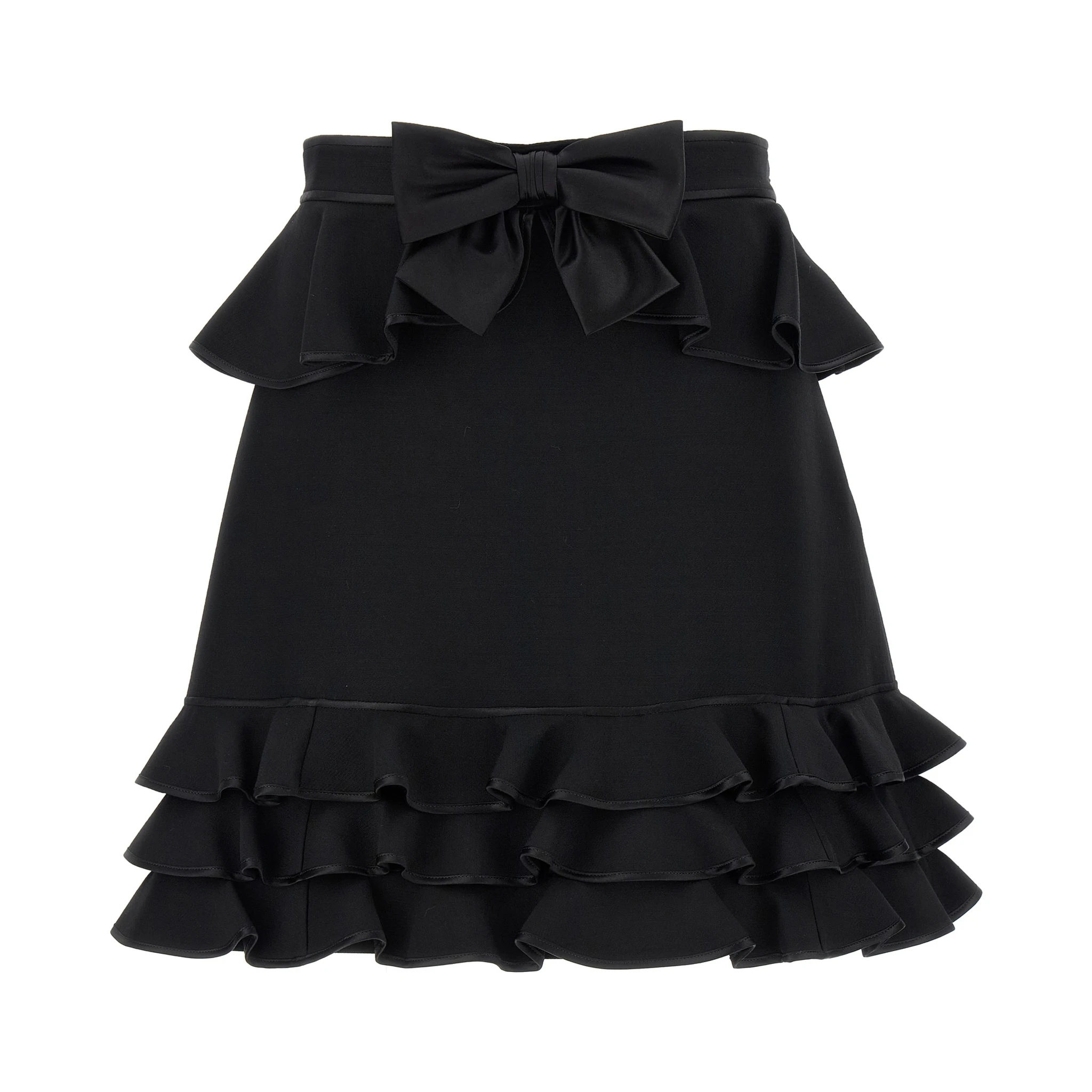 Black Virgin Wool Long Skirt