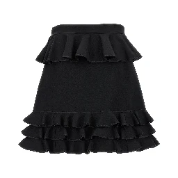 Black Virgin Wool Long Skirt