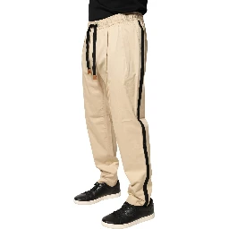 Beige Cotton Skinny Men Jogger Trouser Pants