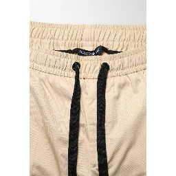 Beige Cotton Skinny Men Jogger Trouser Pants