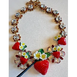 Gold Brass FRUIT Pendants Flowers Crystal Logo Necklace