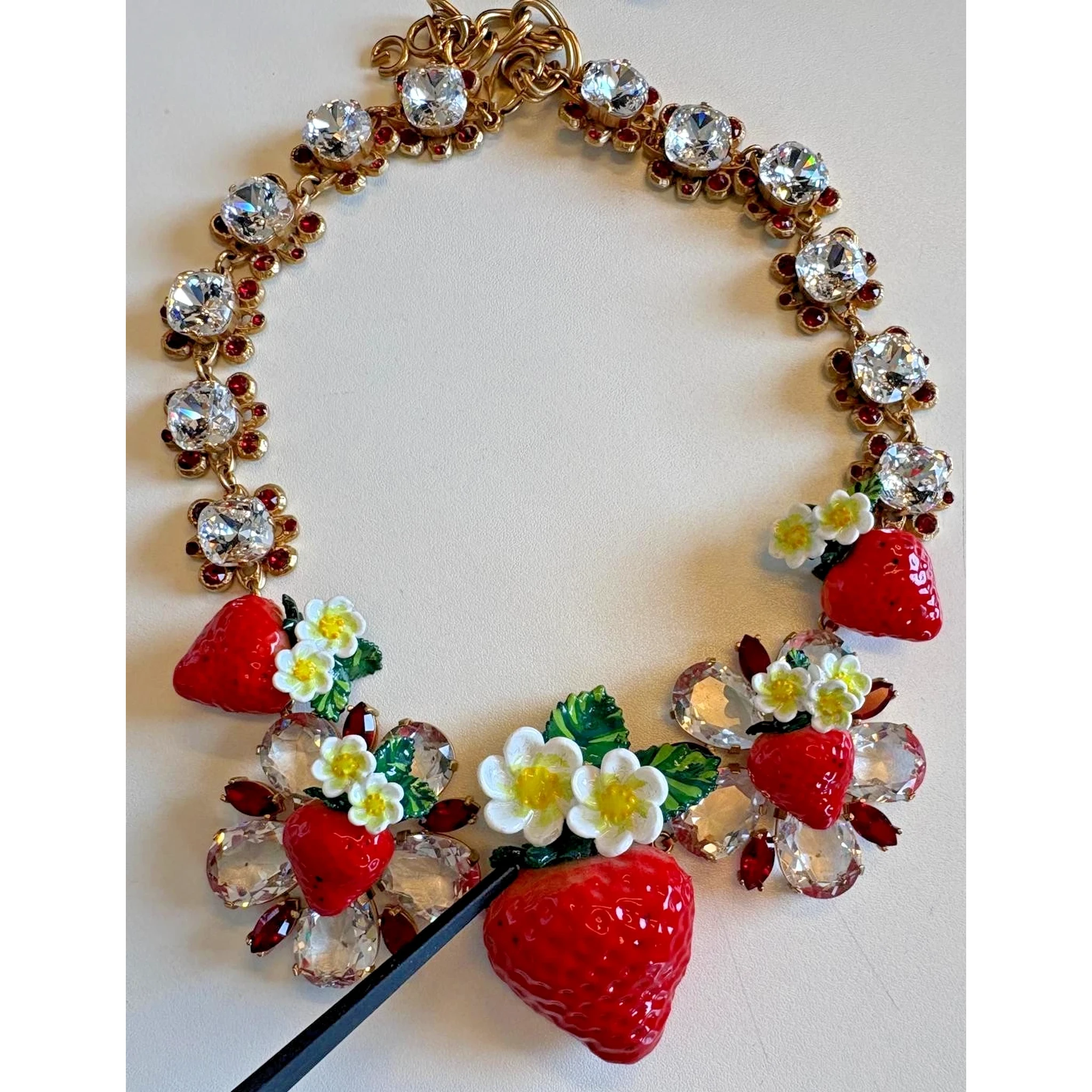 Gold Brass FRUIT Pendants Flowers Crystal Logo Necklace