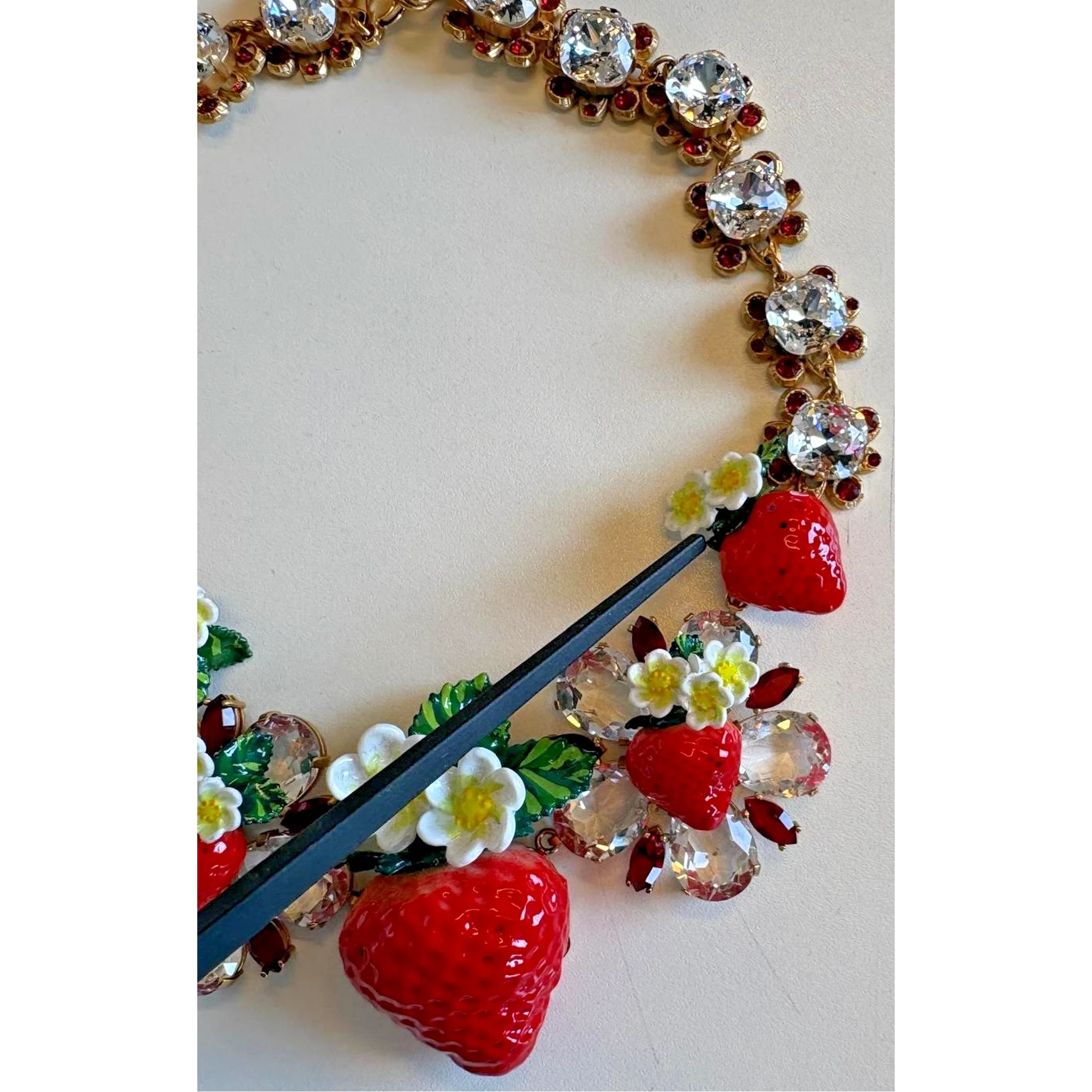 Gold Brass FRUIT Pendants Flowers Crystal Logo Necklace