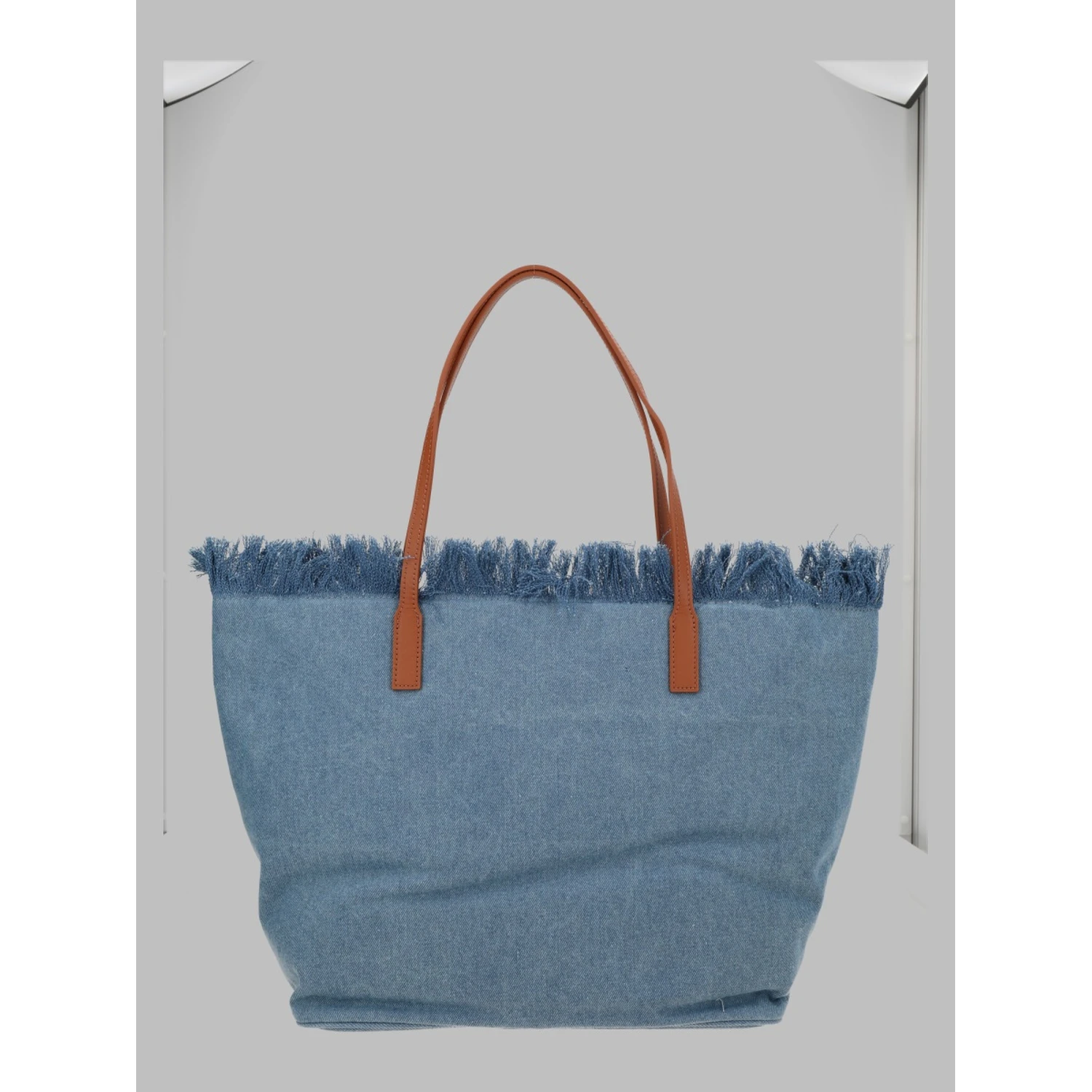 BORSA "CITY" IN DENIM CON FRANGE