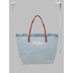 BORSA "CITY" IN DENIM CON FRANGE