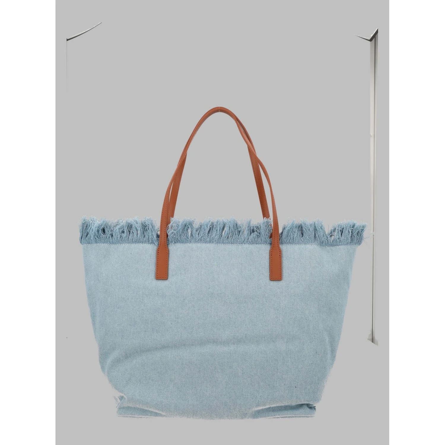 BORSA "CITY" IN DENIM CON FRANGE