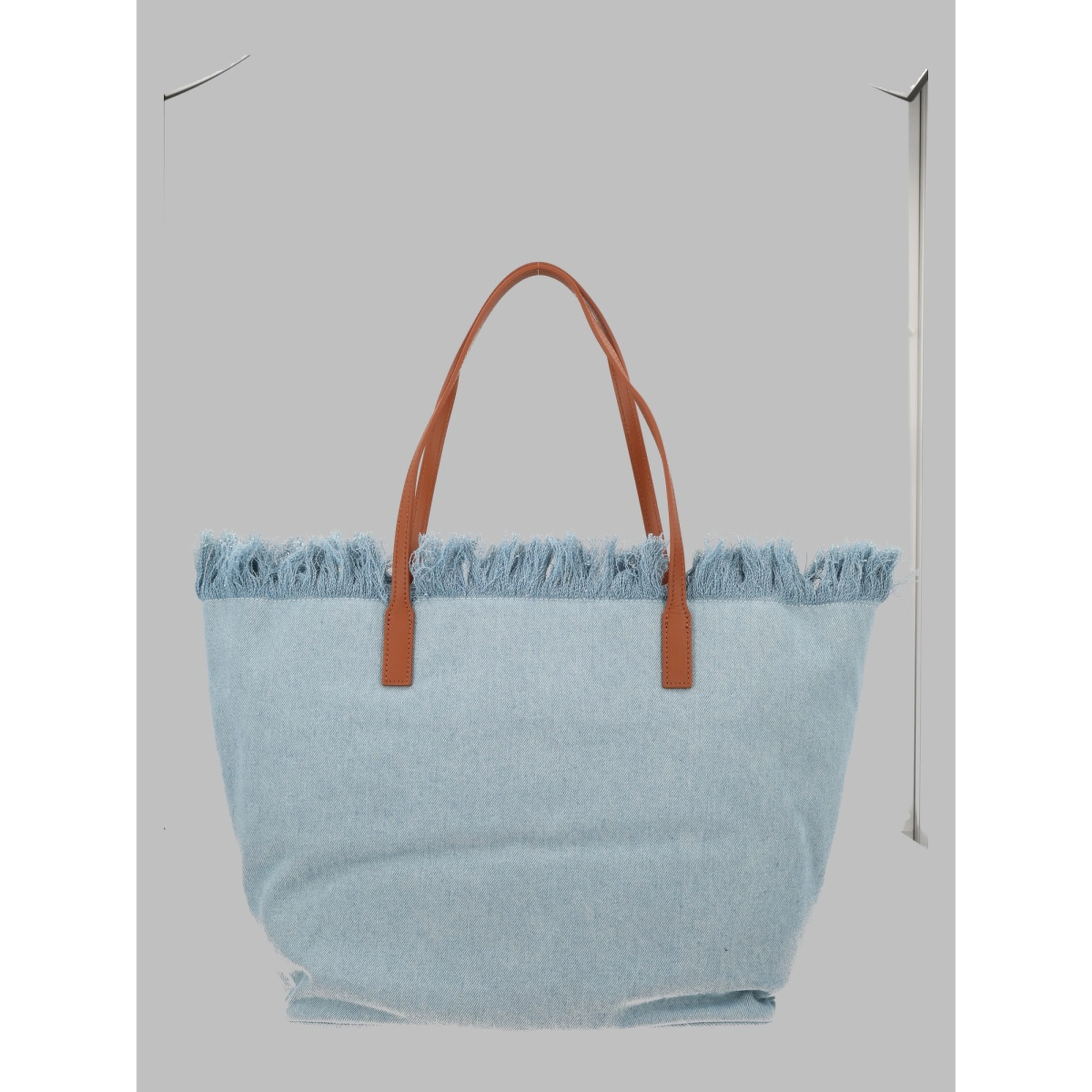 BORSA "CITY" IN DENIM CON FRANGE