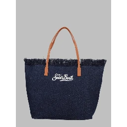 BORSA "CITY" IN DENIM CON FRANGE
