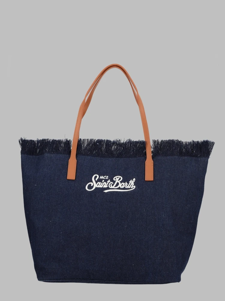 BORSA "CITY" IN DENIM CON FRANGE