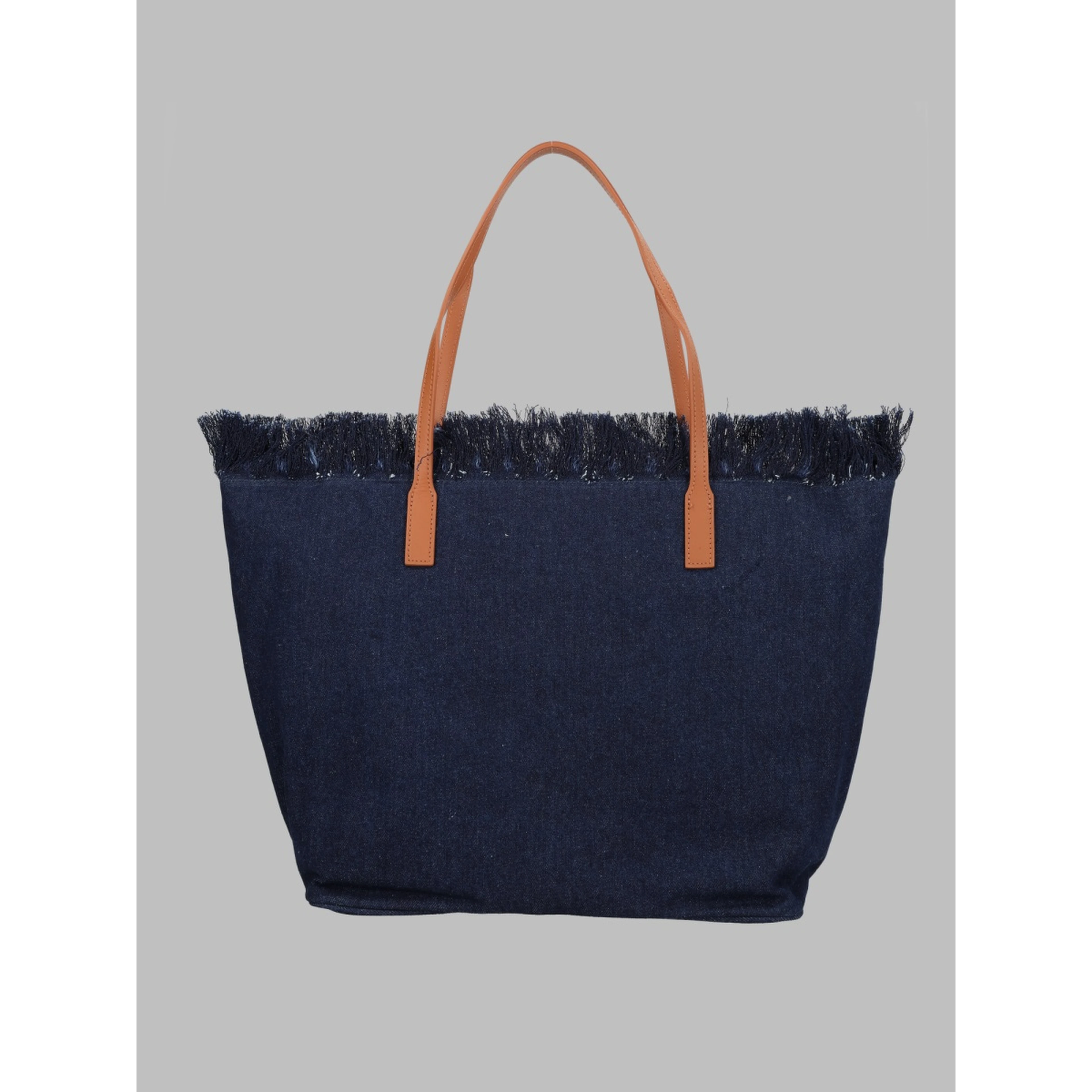 BORSA "CITY" IN DENIM CON FRANGE