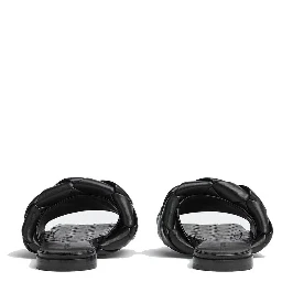 Black Lamb Leather Flat Sandals