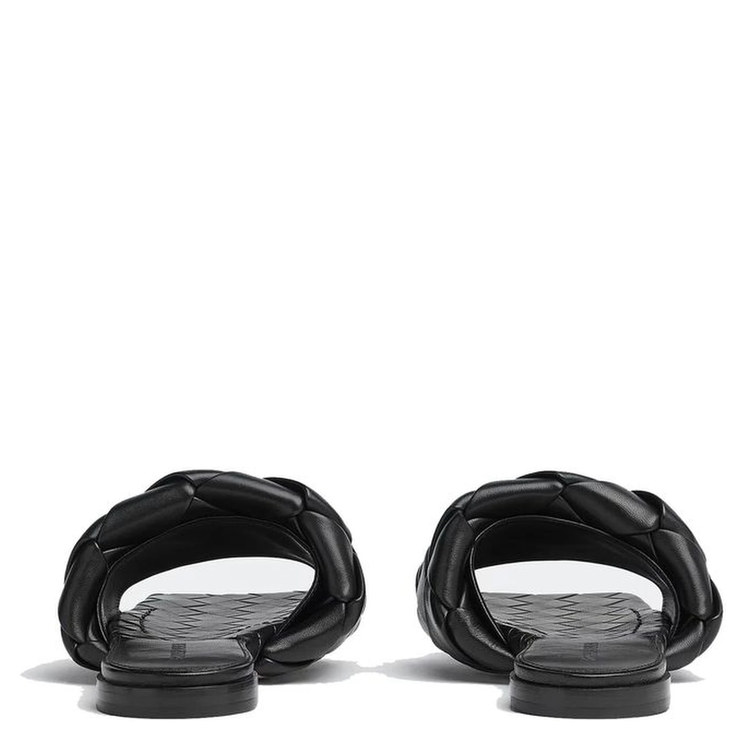 Black Lamb Leather Flat Sandals
