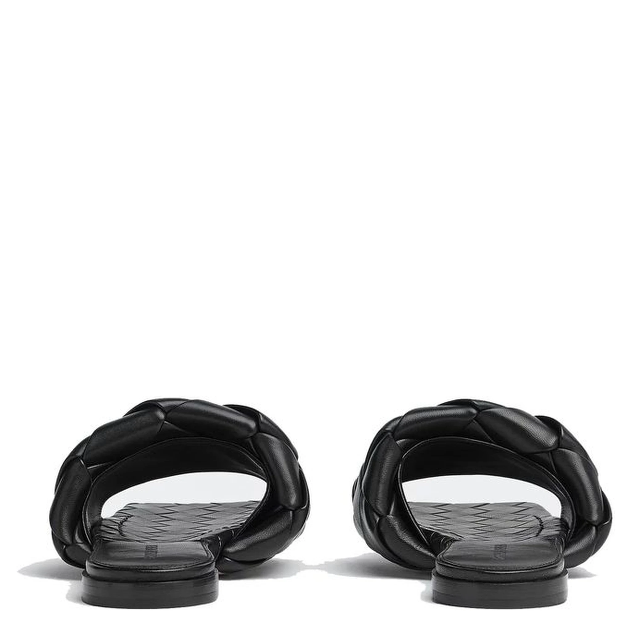 Black Lamb Leather Flat Sandals