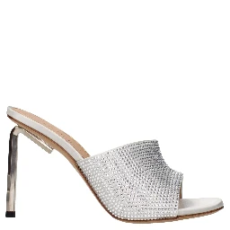 Gray Satin Stiletto Heel Sandals