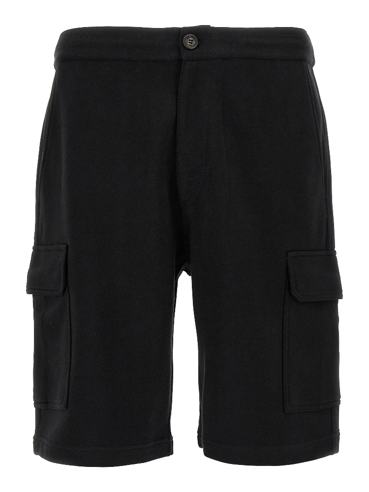 Black Cotton Bermuda Shorts