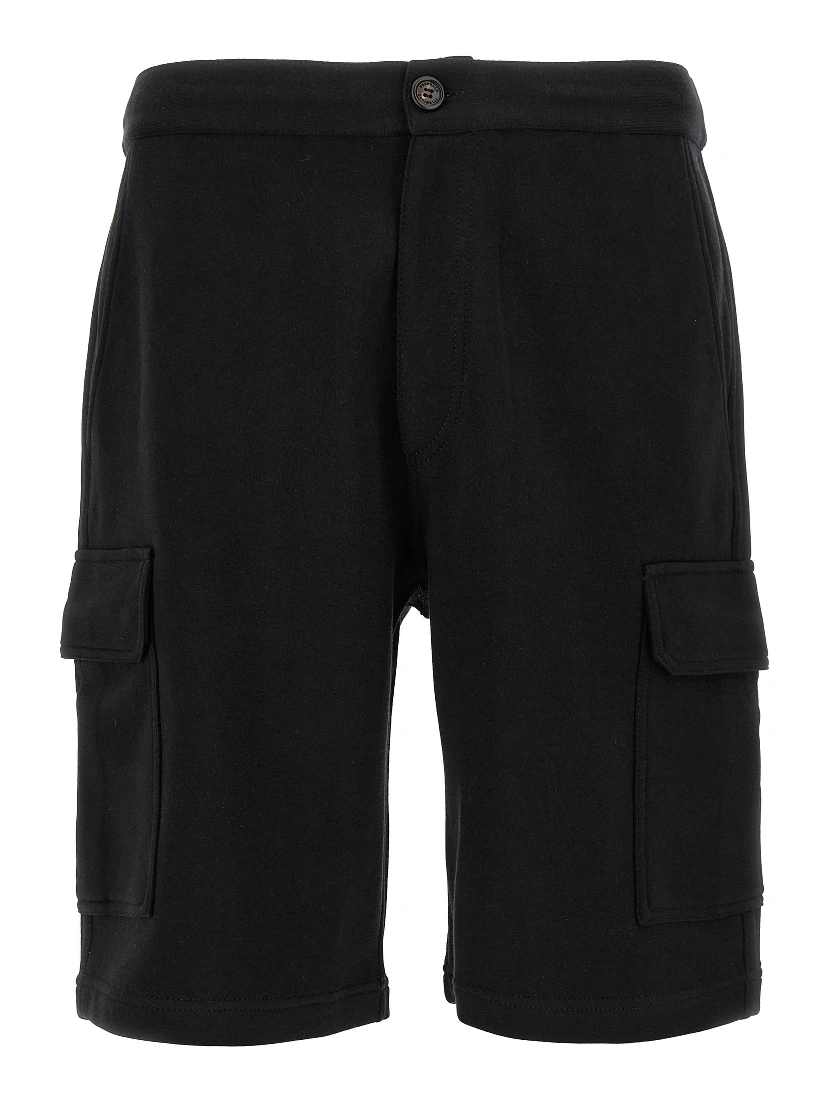 Black Cotton Bermuda Shorts