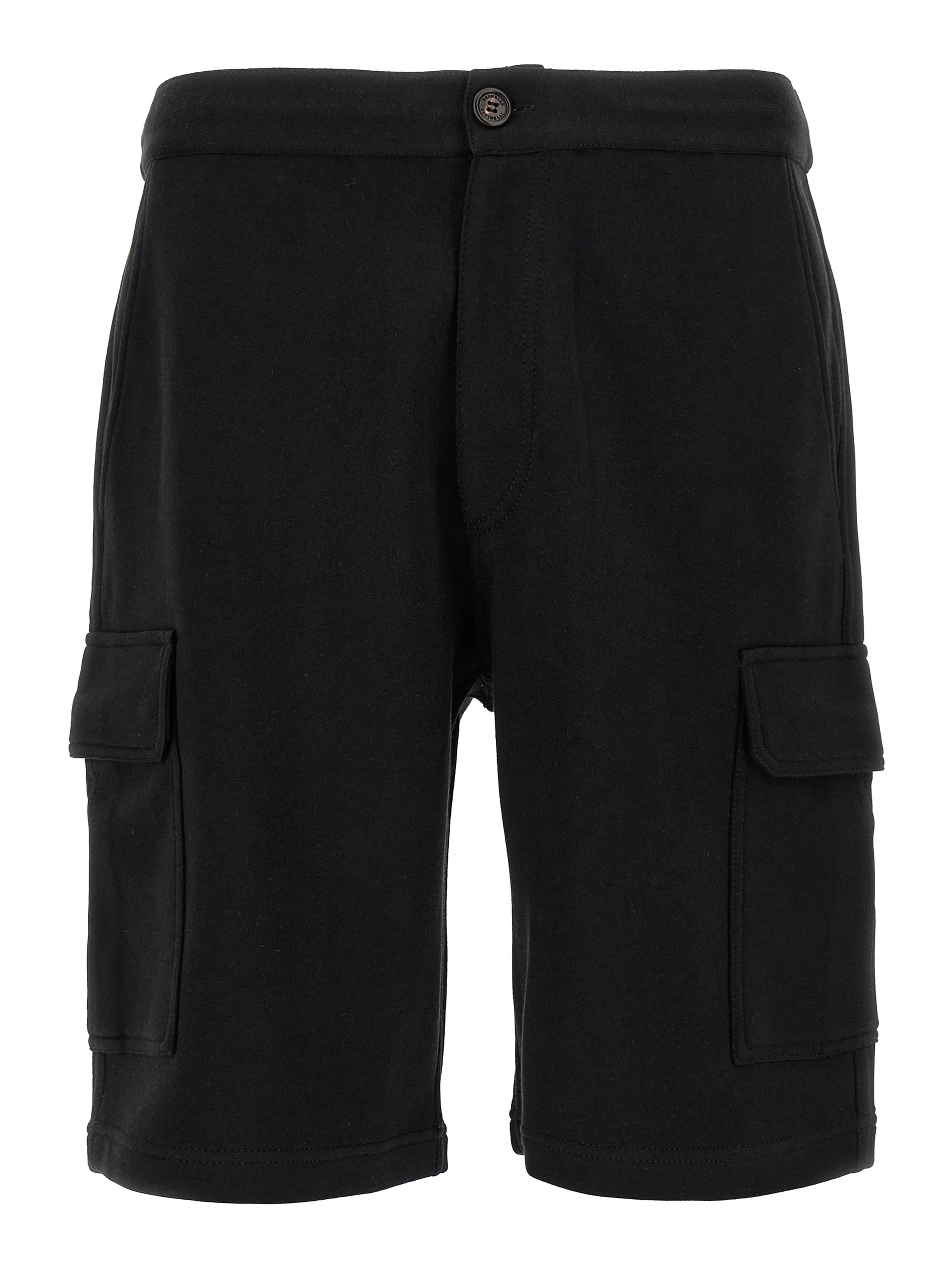 Black Cotton Bermuda Shorts