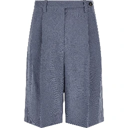 Blue Viscose Bermuda Shorts