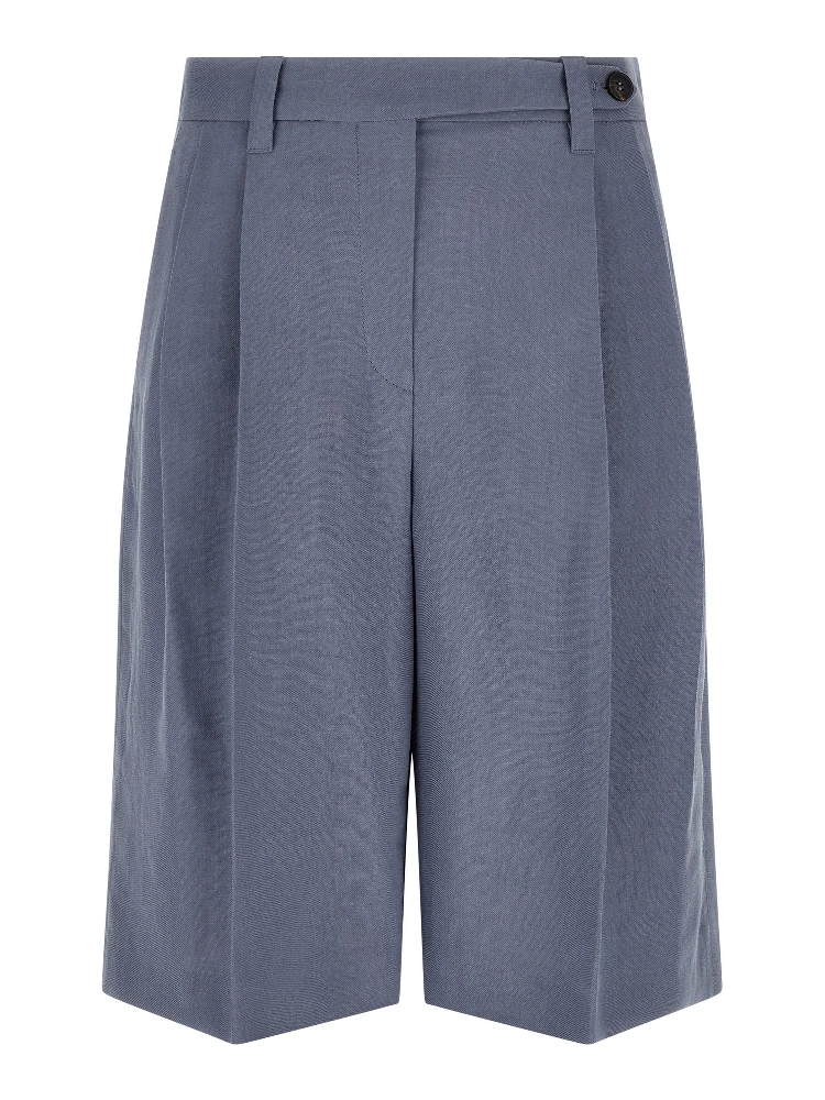 Blue Viscose Bermuda Shorts