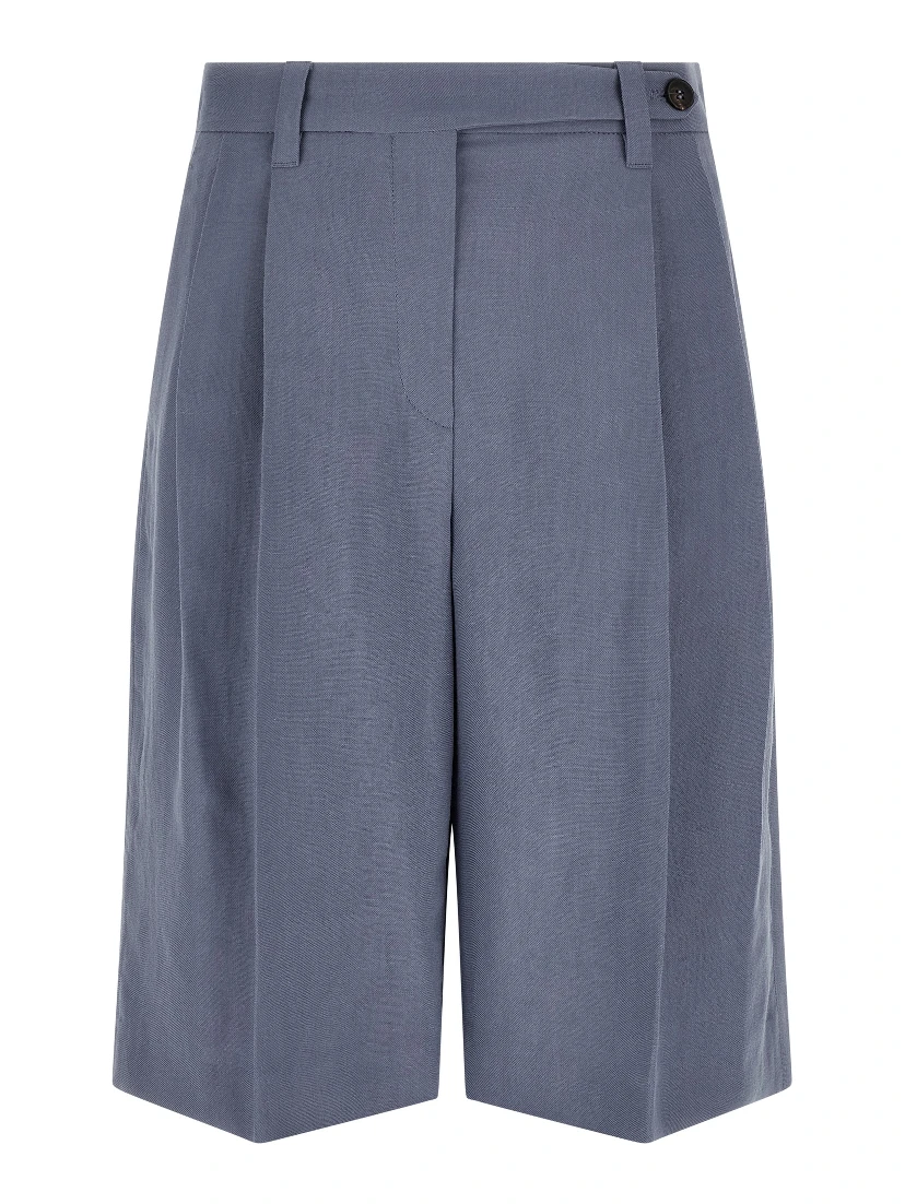 Blue Viscose Bermuda Shorts