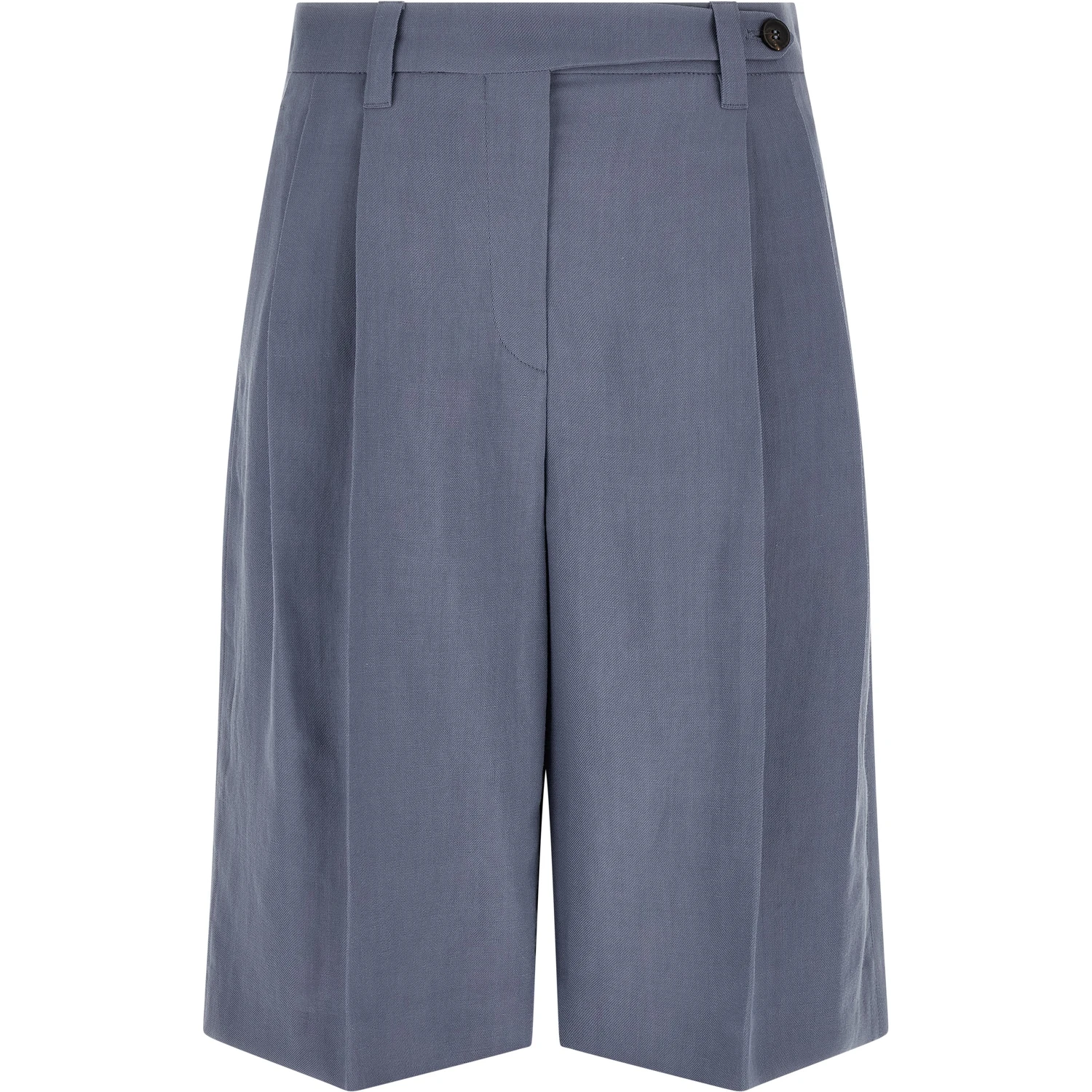 Blue Viscose Bermuda Shorts