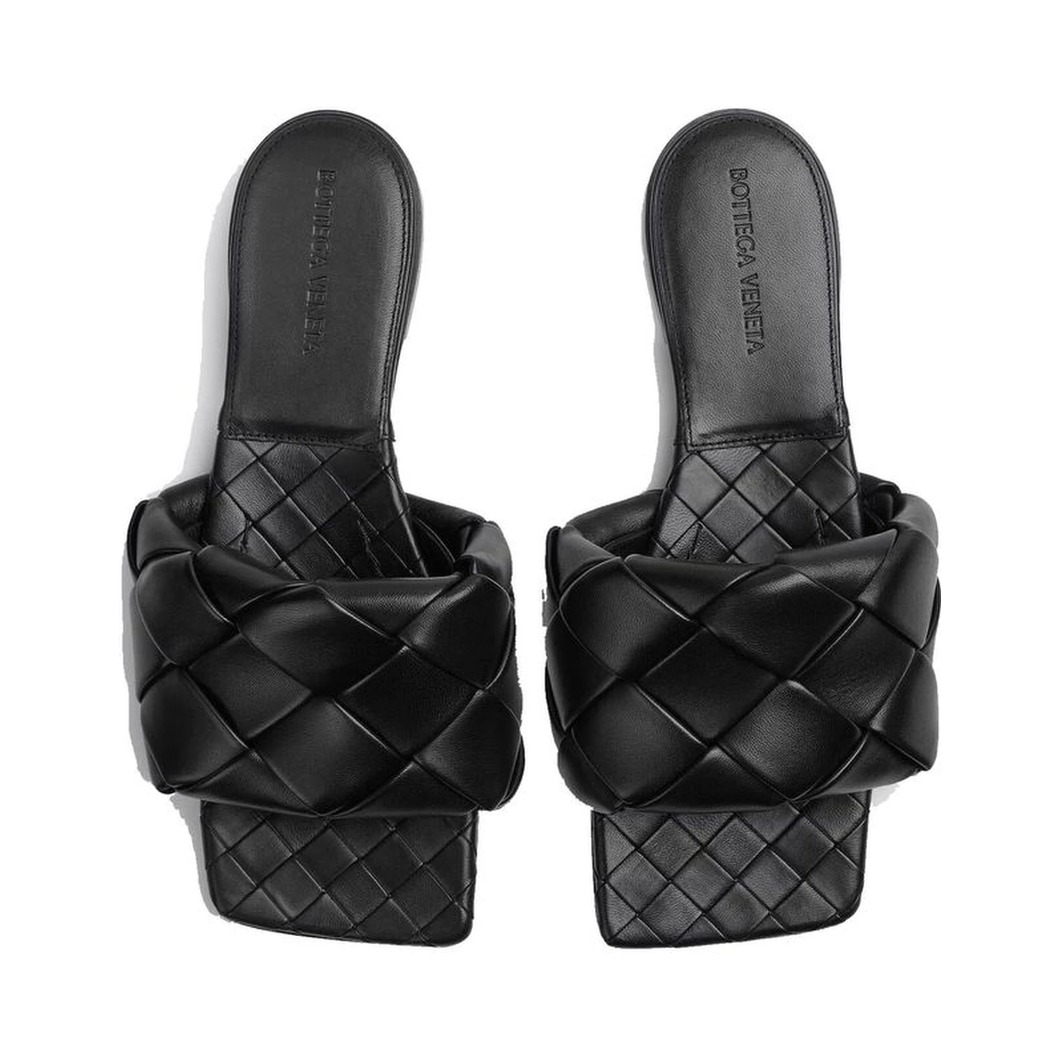 Black Lamb Leather Flat Sandals