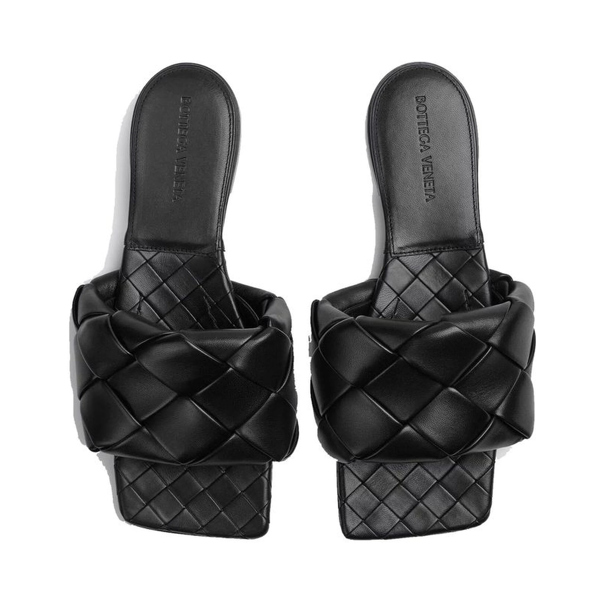 Black Lamb Leather Flat Sandals