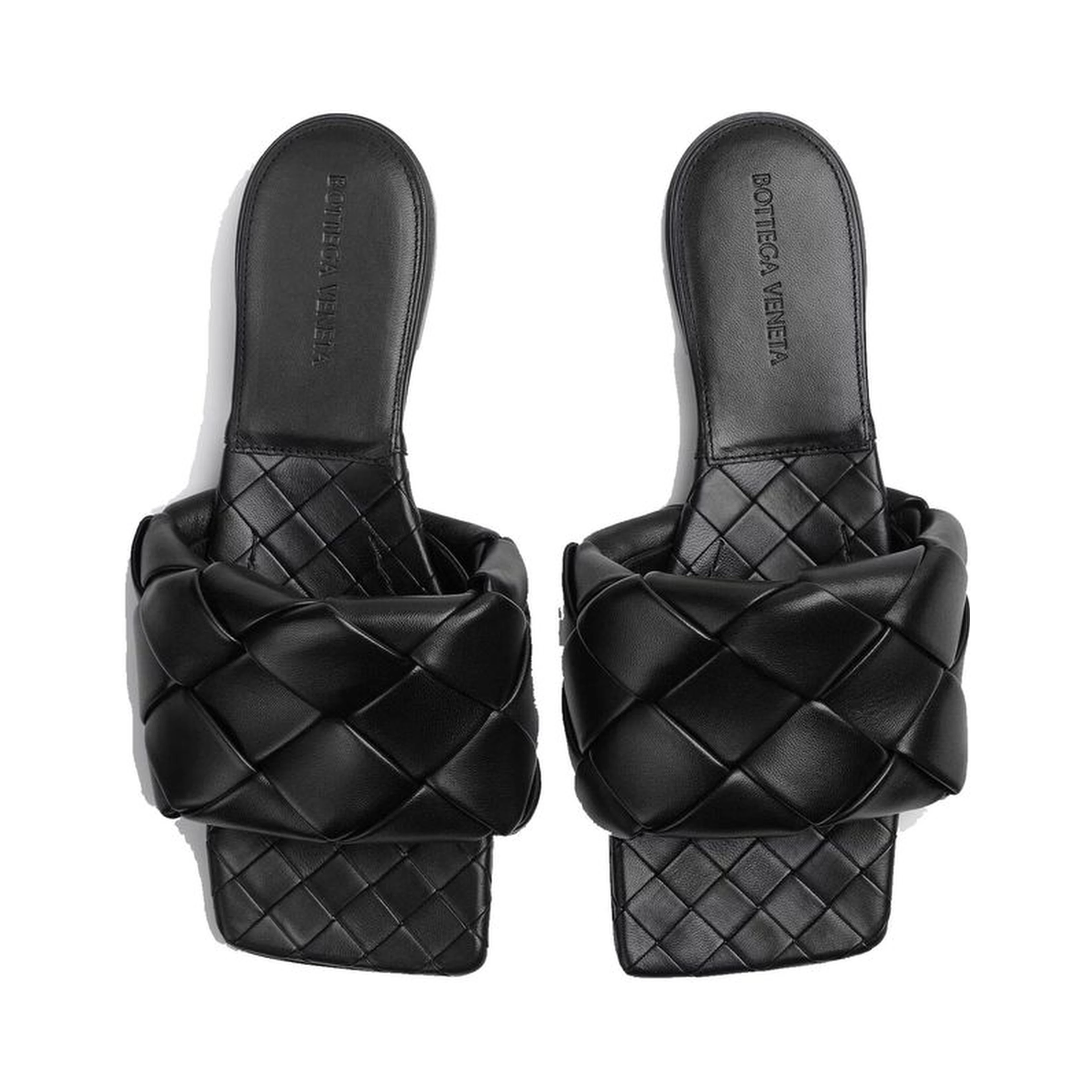 Black Lamb Leather Flat Sandals
