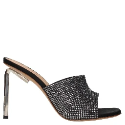 Black Satin Stiletto Heel Sandals