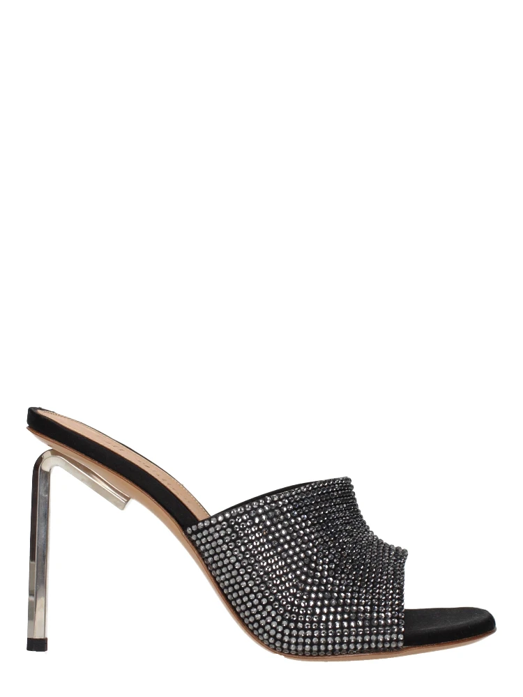 Black Satin Stiletto Heel Sandals