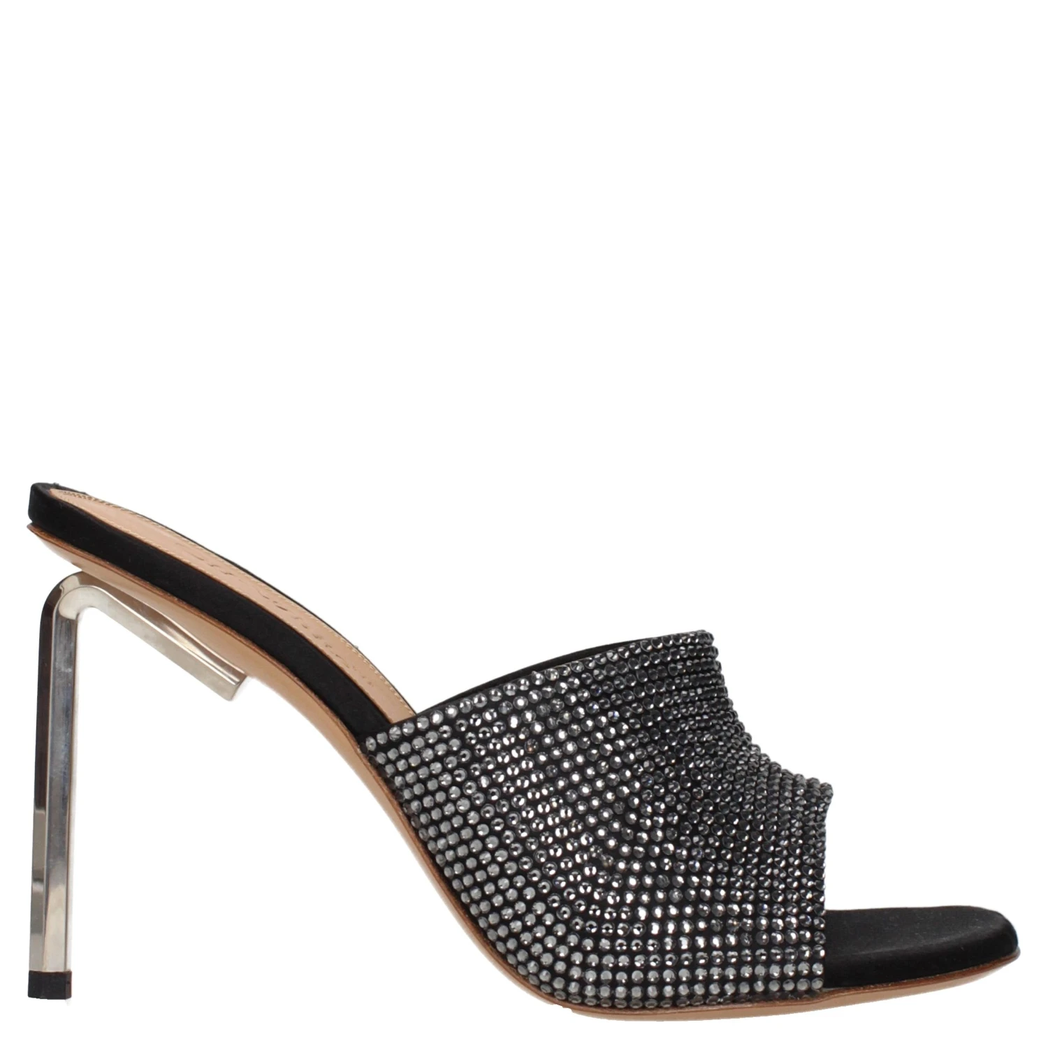 Black Satin Stiletto Heel Sandals