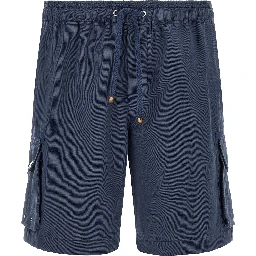 Blue Linen Bermuda Shorts