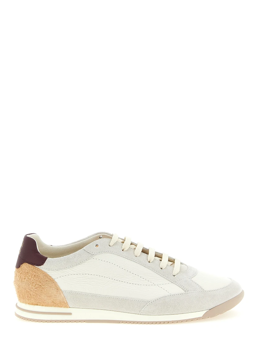 Beige Nubuc Leather Low Top Sneakers