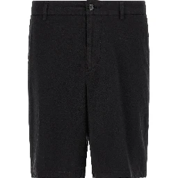 Black Cotton Bermuda Shorts