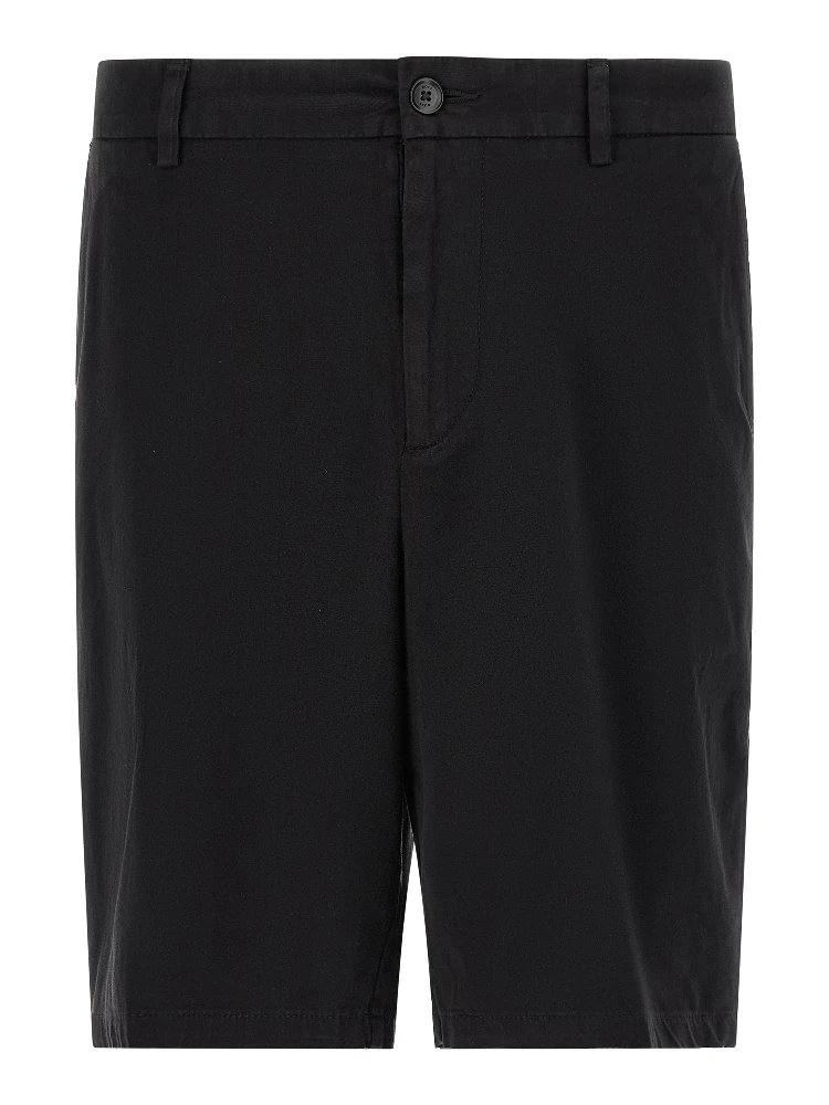 Black Cotton Bermuda Shorts