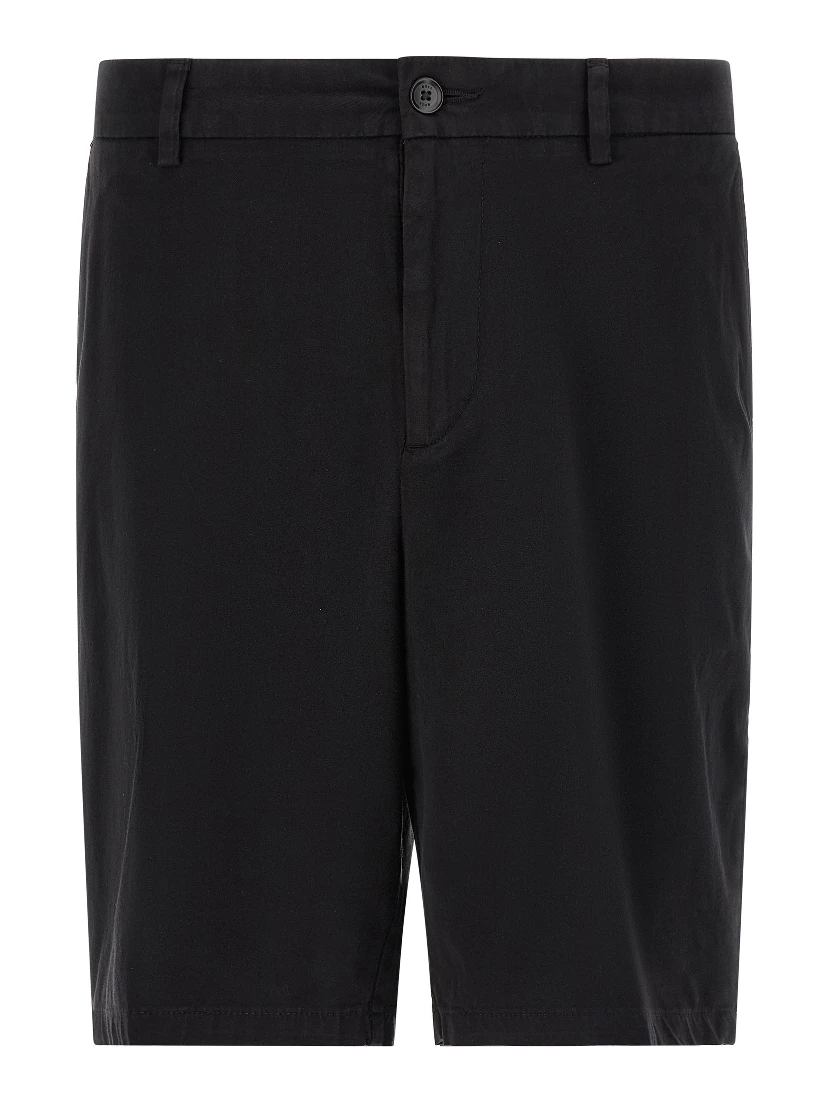 Black Cotton Bermuda Shorts
