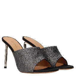 Black Satin Stiletto Heel Sandals