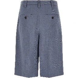 Blue Viscose Bermuda Shorts
