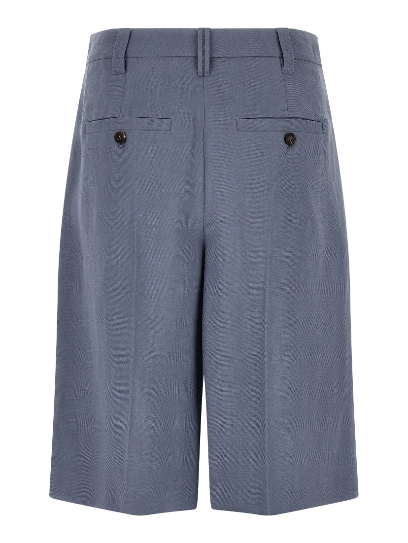 Blue Viscose Bermuda Shorts