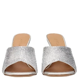 Gray Satin Stiletto Heel Sandals