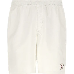 White Polyester Bermuda Shorts