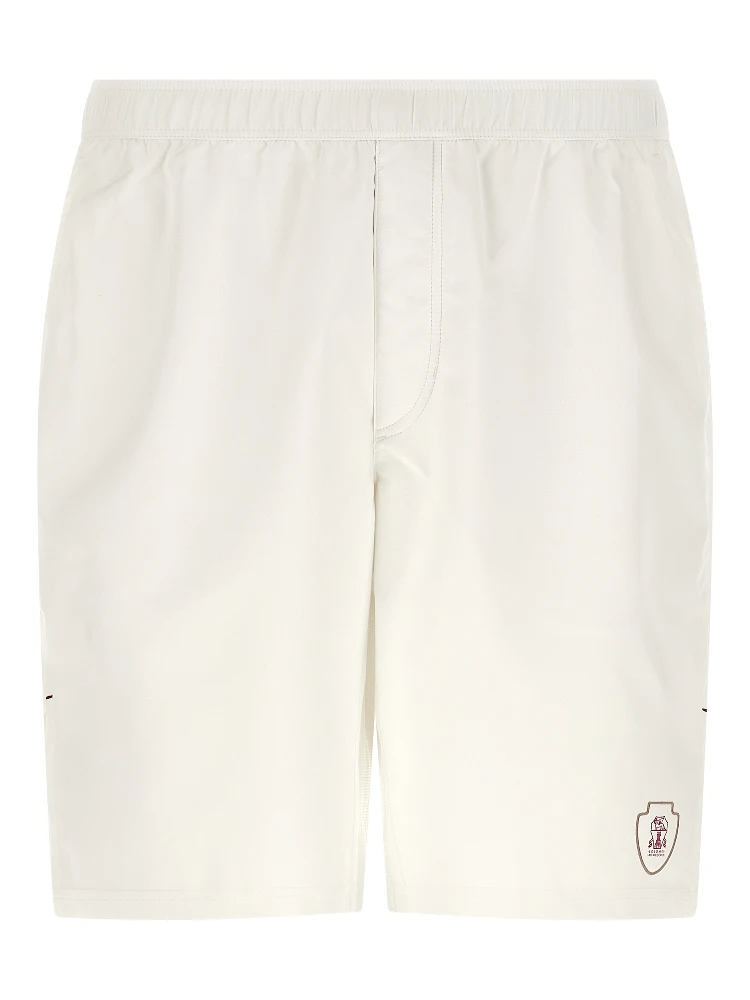 White Polyester Bermuda Shorts