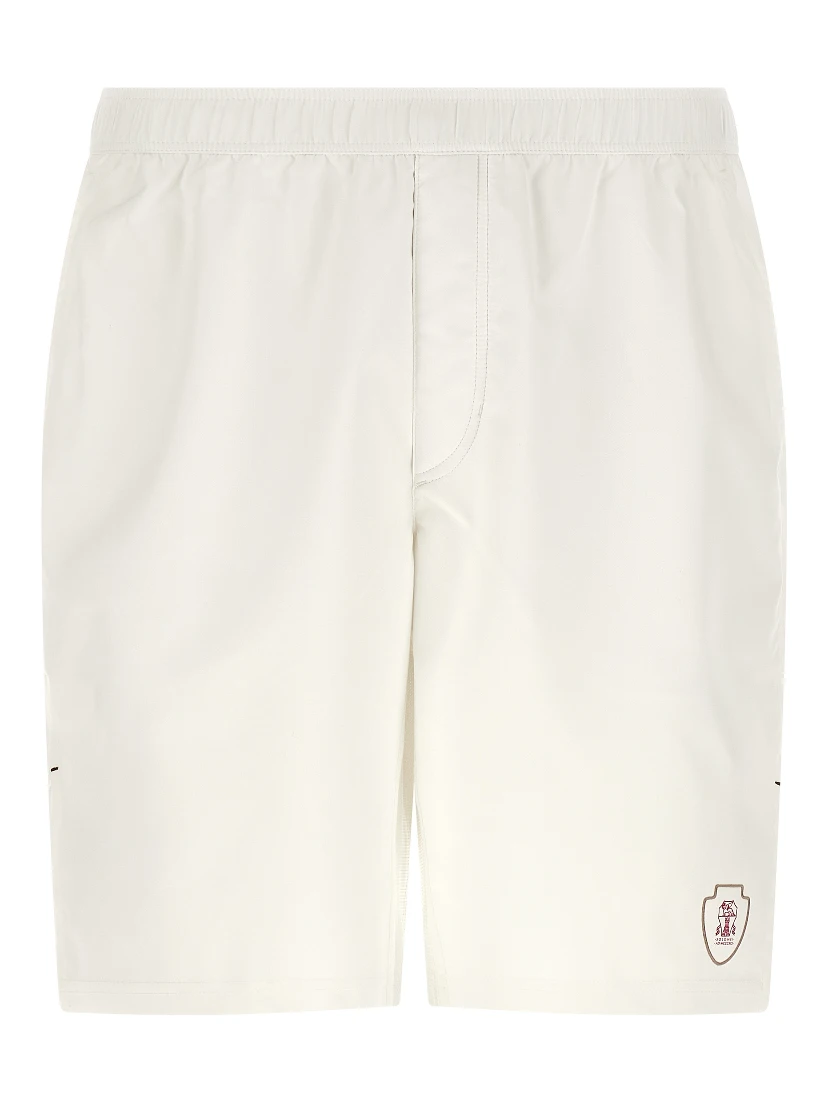 White Polyester Bermuda Shorts