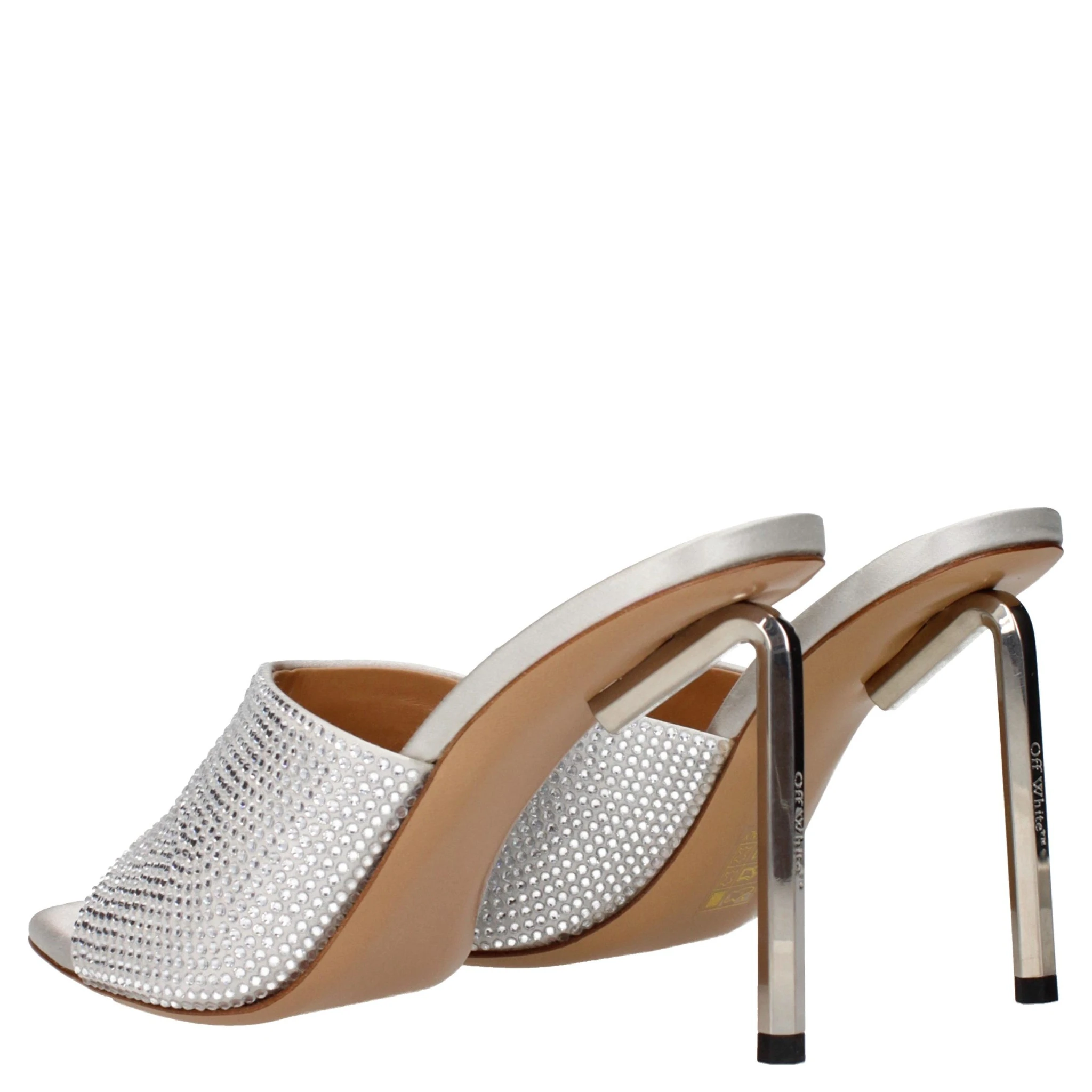 Gray Satin Stiletto Heel Sandals