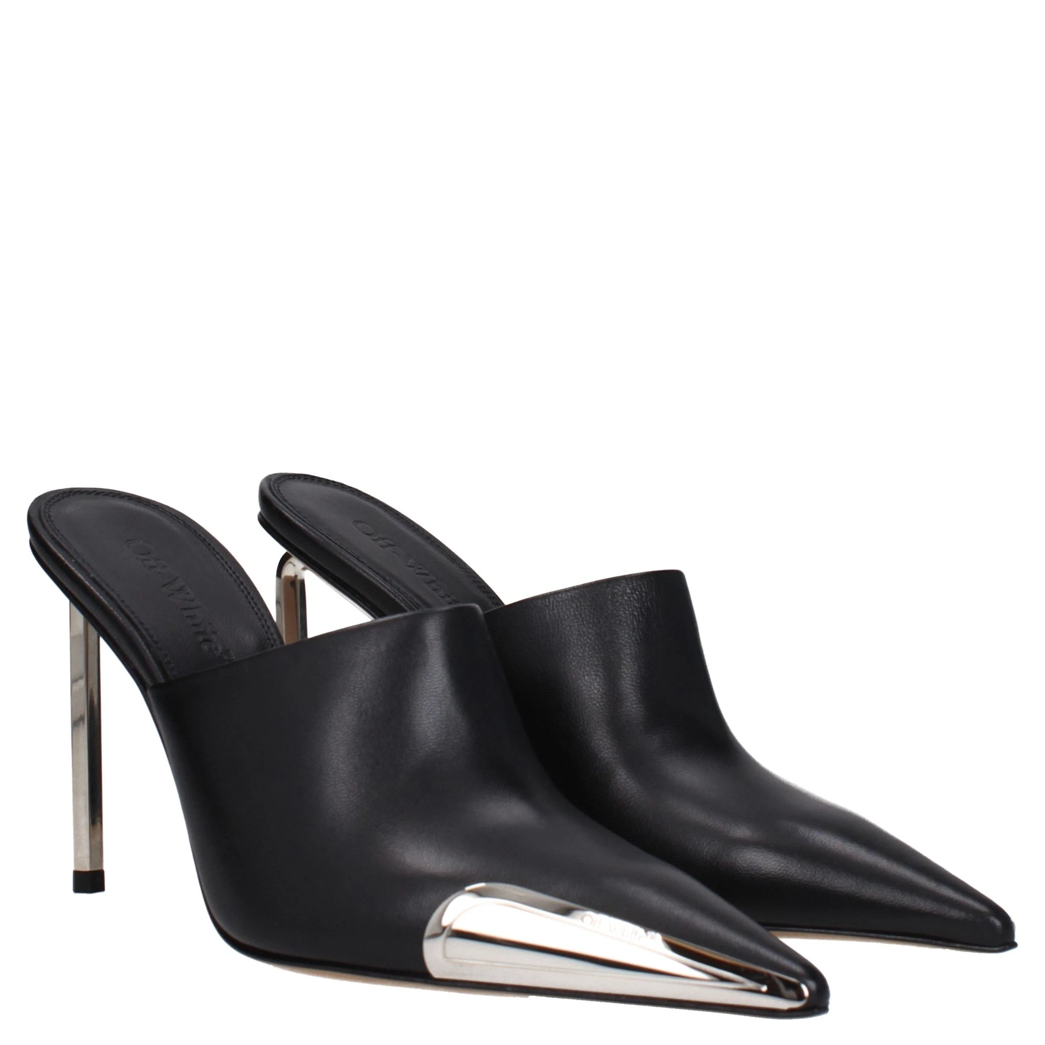 Black Leather High Heel Pumps