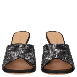Black Satin Stiletto Heel Sandals